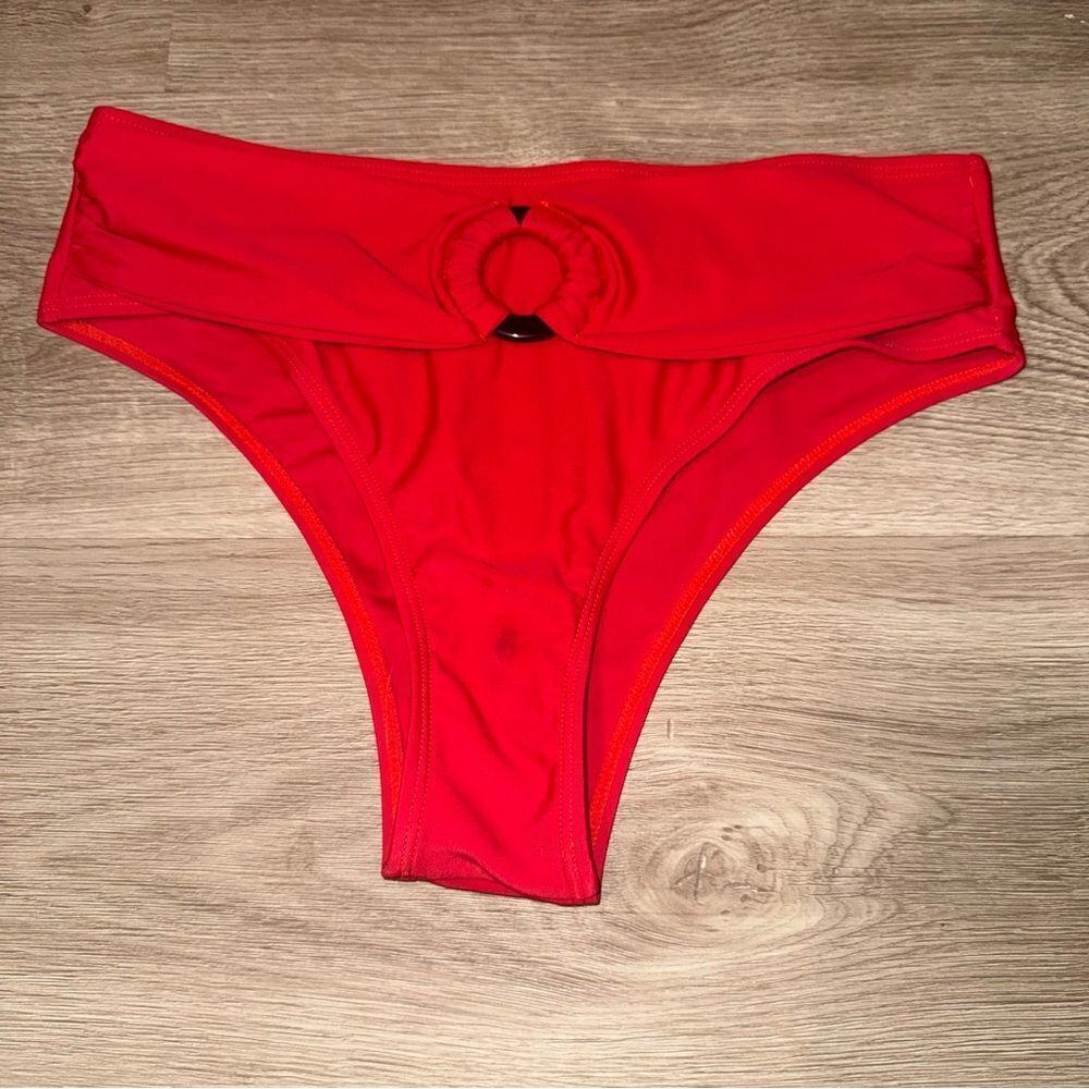 Red One-Shoulder High Waisted Bikini - Picture 4 of 7